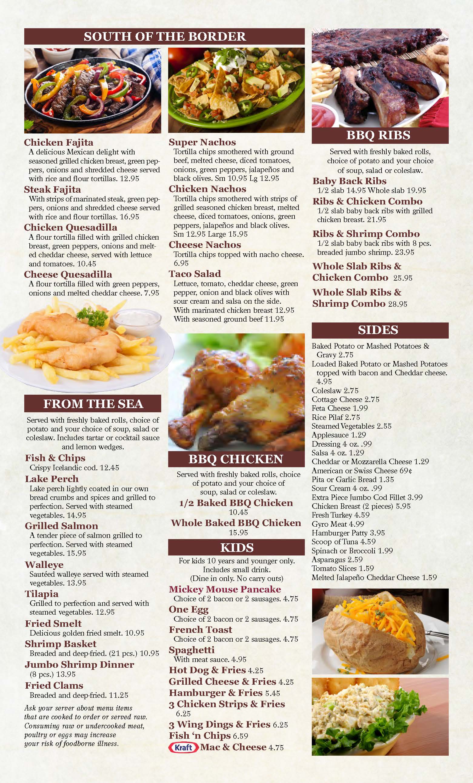 Dinner menu page 2